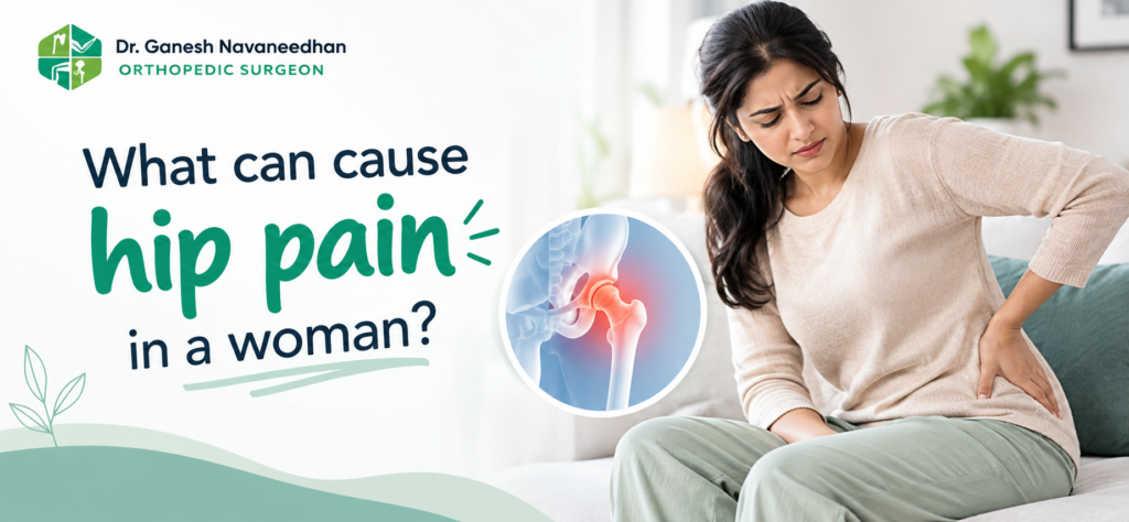 What can cause hip pain in a woman